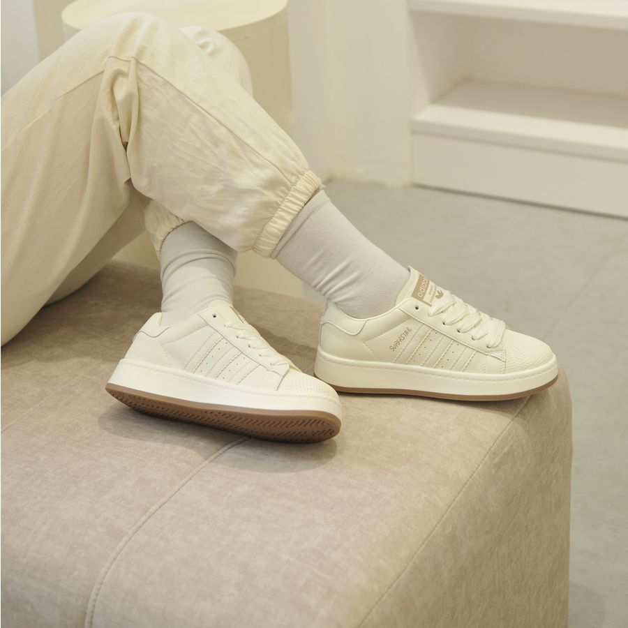 Giày thể thao nữ TGG Q009 Superstar Da Màu Trắng Size 39