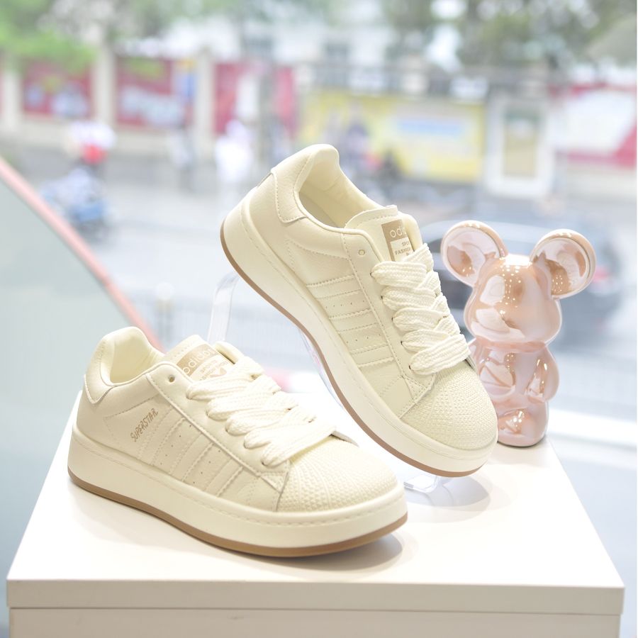 Giày thể thao nữ TGG Q009 Superstar Da Màu Trắng Size 39
