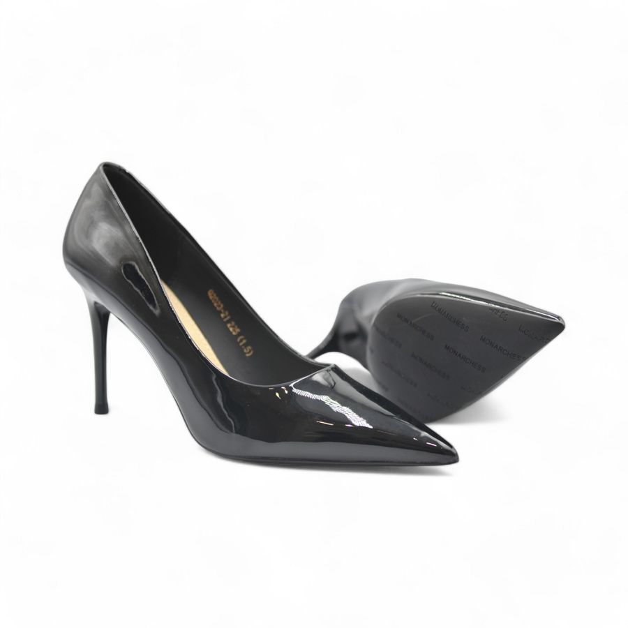Giày Cao Gót TGG Q2023-21 Màu Đen Da Bóng Size 36