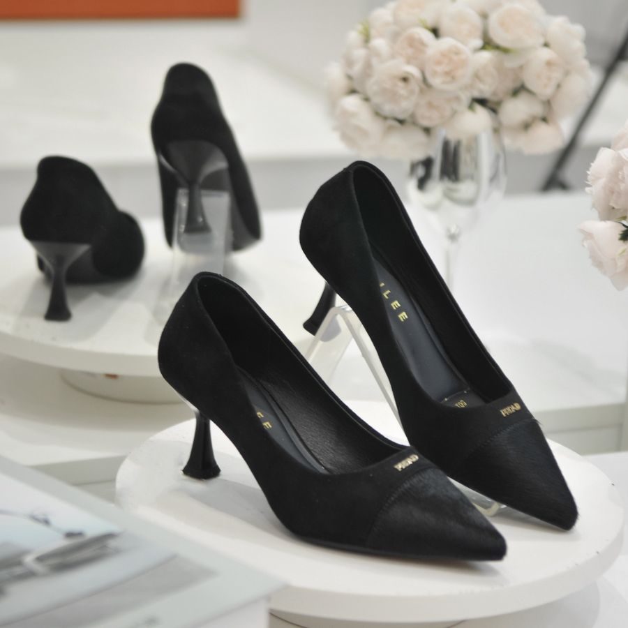 Giày Cao Gót TGG 5011 Màu Đen Da Lộn Size 36