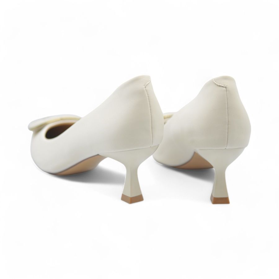 Giày Cao Gót TGG 668-35 Màu Trắng Da Lụa Size 36