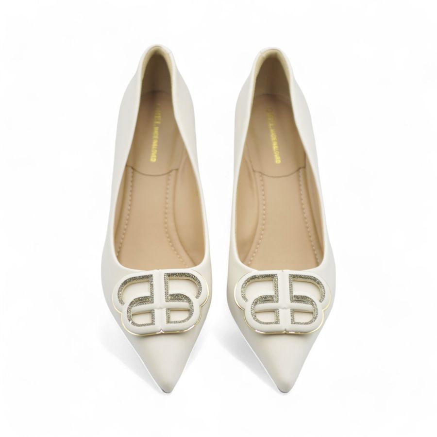 Giày Cao Gót TGG 668-35 Màu Trắng Da Lụa Size 36
