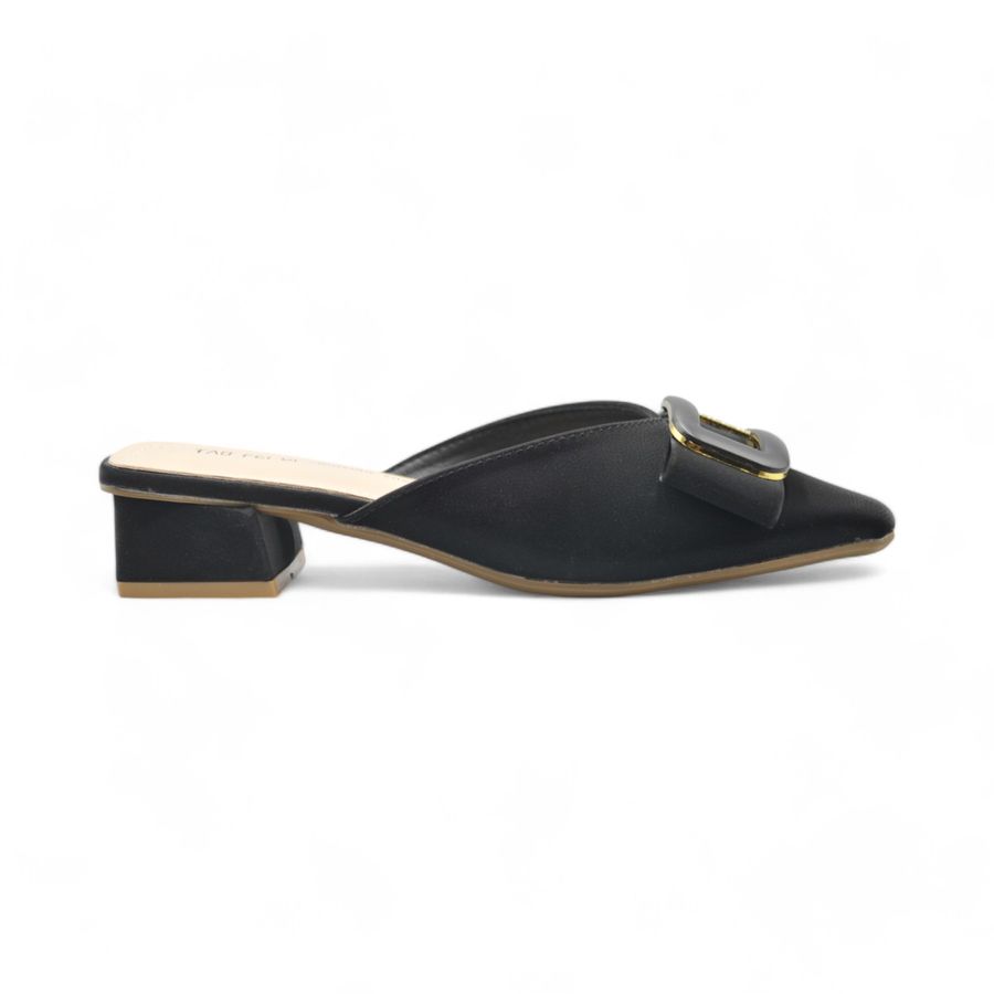 Giày Sục Nữ TGG 8338-67 Màu Đen Da Lụa Size 36