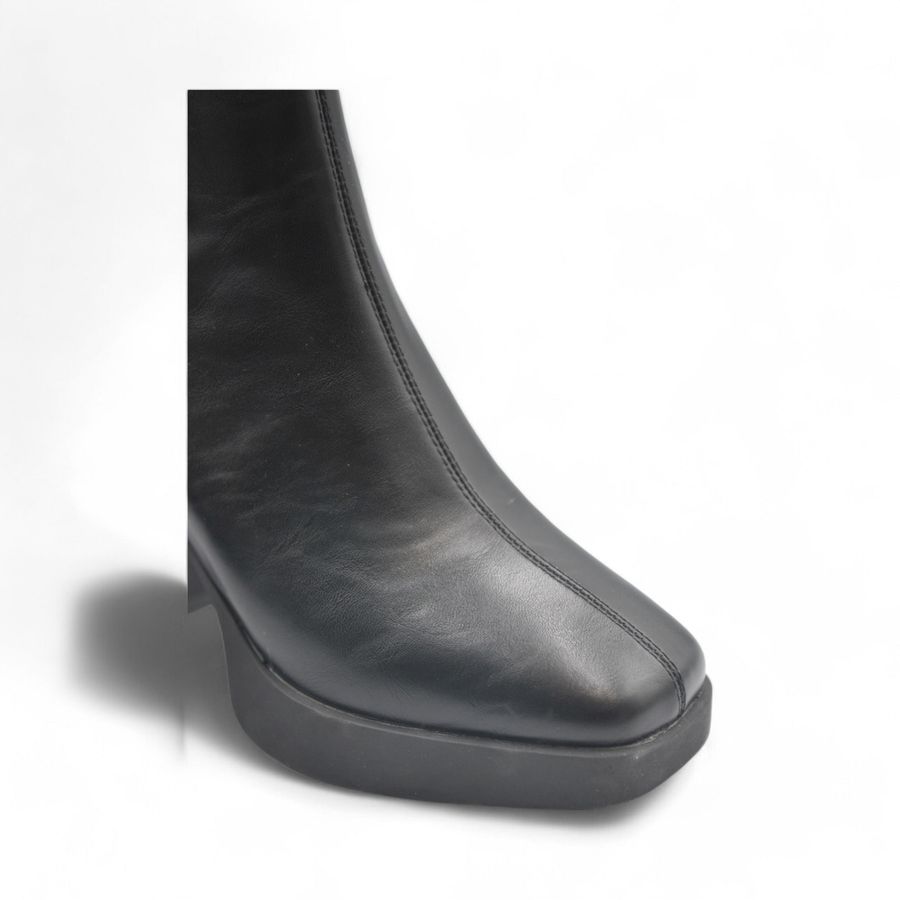Boots Cao Gót Cổ Thấp Nữ TGG W5872 Da Mềm Màu Đen Size 35