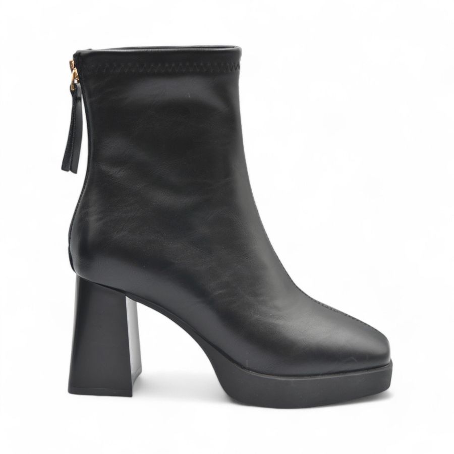 Boots Cao Gót Cổ Thấp Nữ TGG W5872 Da Mềm Màu Đen Size 38