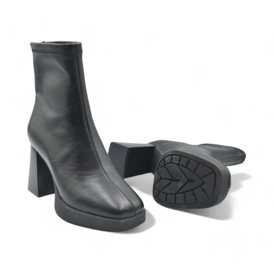 Boots Cao Gót Cổ Thấp Nữ TGG W5872 Da Mềm Màu Đen Size 38