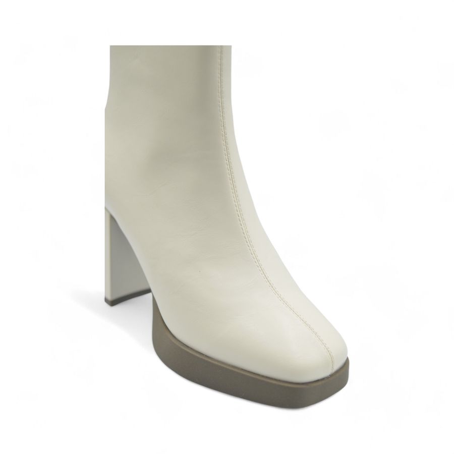 Boots Cao Gót Cổ Thấp Nữ TGG W5872 Da Mềm Màu Trắng Size 38