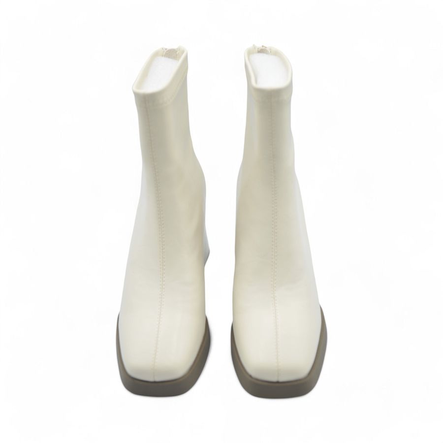 Boots Cao Gót Cổ Thấp Nữ TGG W5872 Da Mềm Màu Trắng Size 38