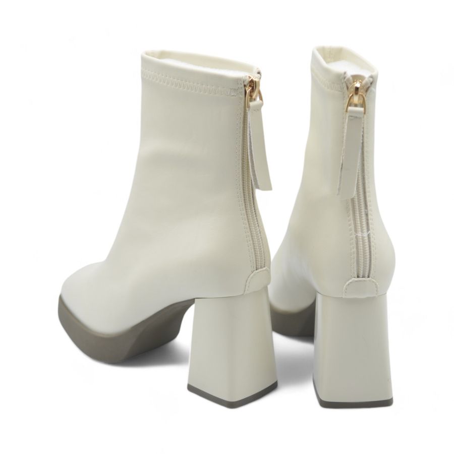 Boots Cao Gót Cổ Thấp Nữ TGG W5872 Da Mềm Màu Trắng Size 38