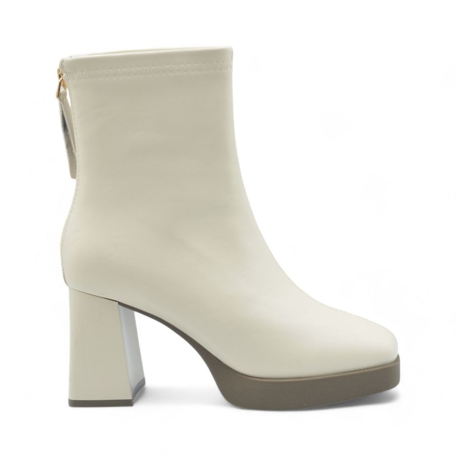 Boots Cao Gót Cổ Thấp Nữ TGG W5872 Da Mềm Màu Trắng Size 36