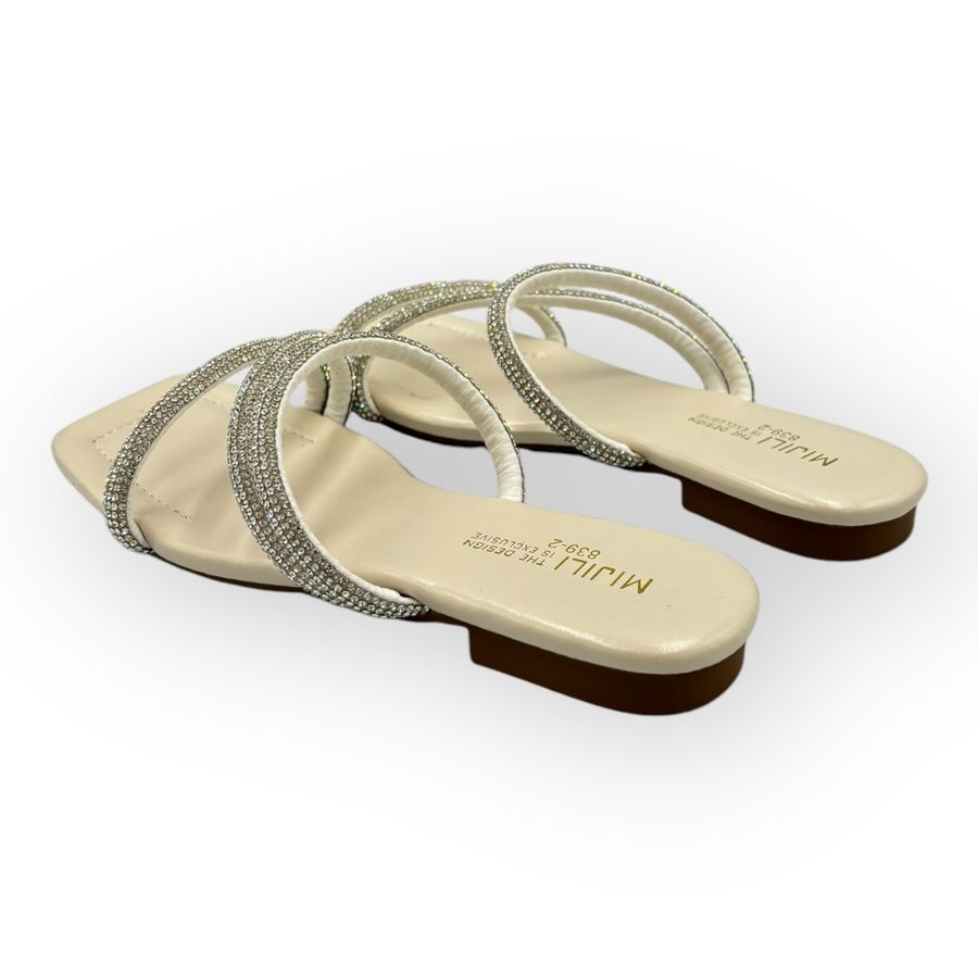 Dép Bệt Nữ TGG D839-2 Màu Trắng Da Trơn Size 35 
