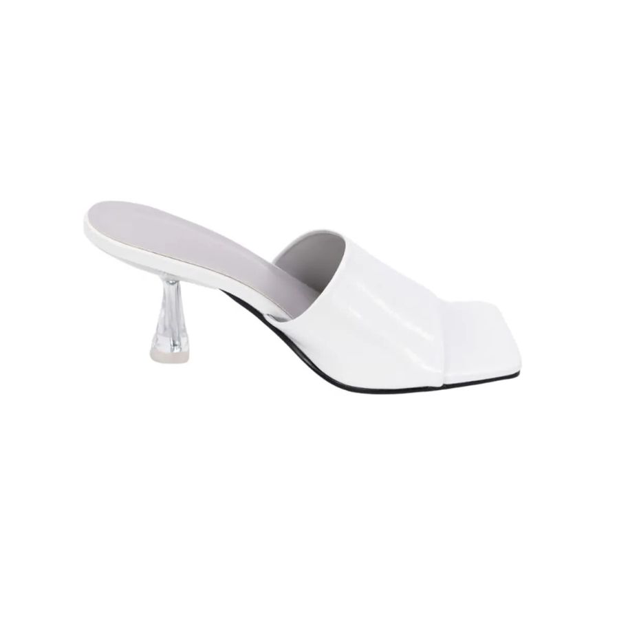 Dép Cao Gót Nữ TGG ST6-619 Màu Trắng Da Bóng Size 38