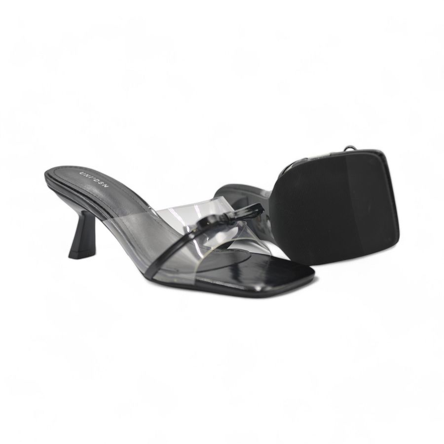Dép Cao Gót Nữ TGG UN703-9 Màu Đen Da Mềm Size 37