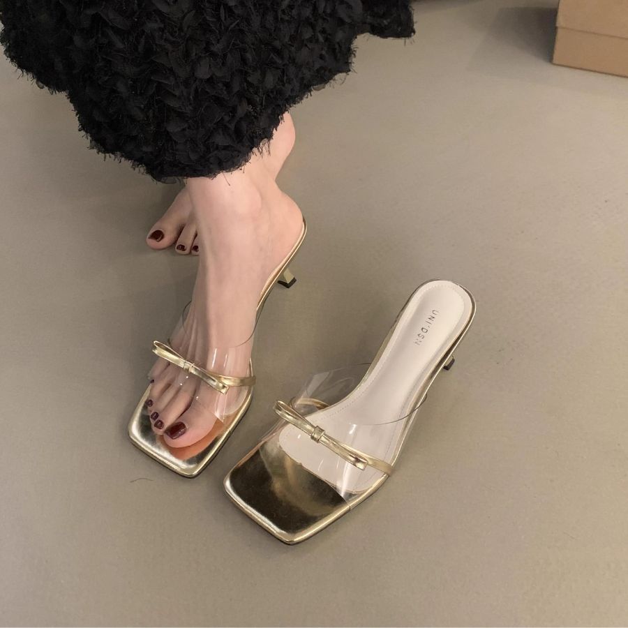 Dép Cao Gót Nữ TGG UN703-9 Màu Vàng Da Mềm Size 35