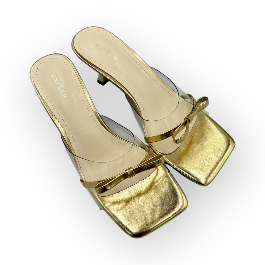 Dép Cao Gót Nữ TGG UN703-9 Màu Vàng Da Mềm Size 35