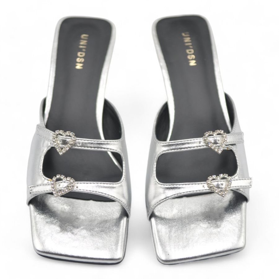 Dép Cao Gót Nữ TGG UN7667-1 Màu Bạc Da Mềm Size 38