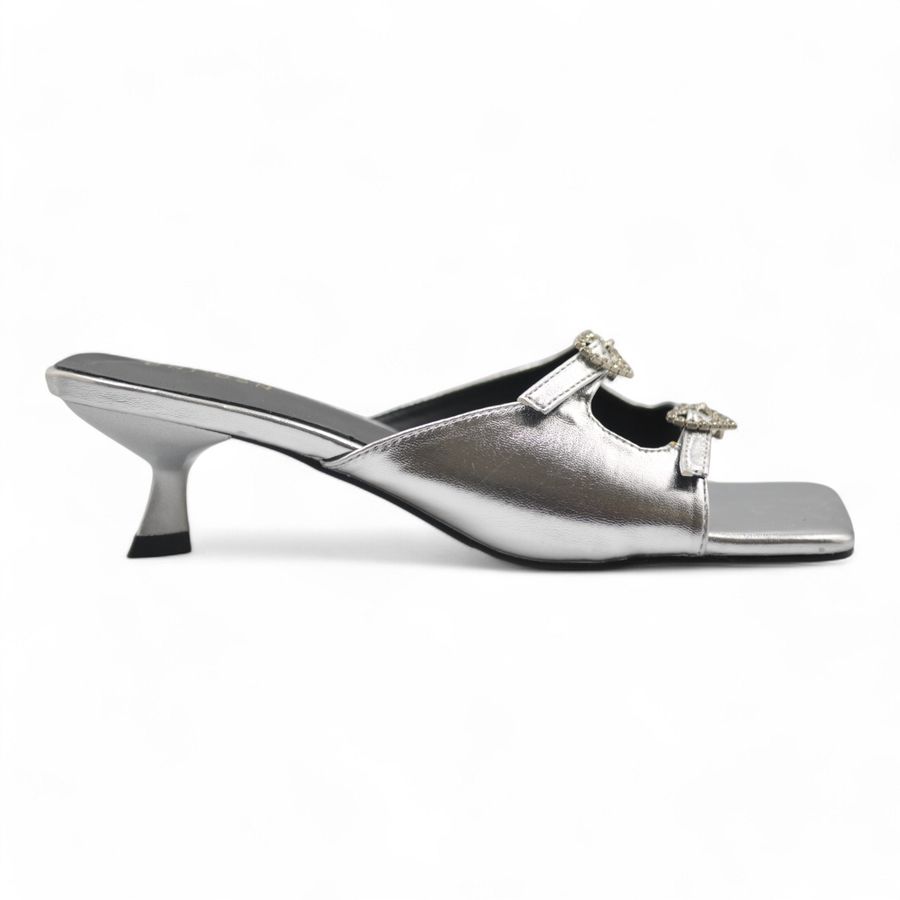Dép Cao Gót Nữ TGG UN7667-1 Màu Bạc Da Mềm Size 38