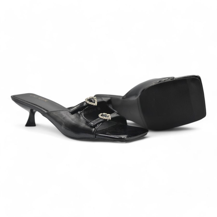 Dép Cao Gót Nữ TGG UN7667-1 Màu Đen Da Mềm Size 37