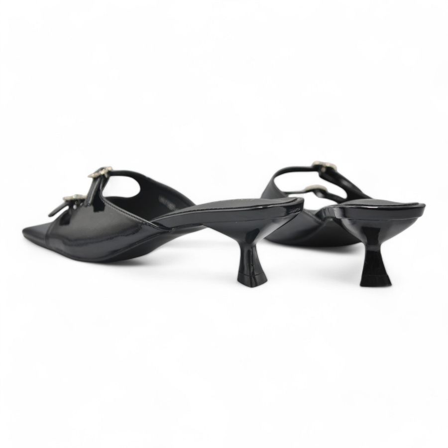 Dép Cao Gót Nữ TGG UN7667-1 Màu Đen Da Mềm Size 37
