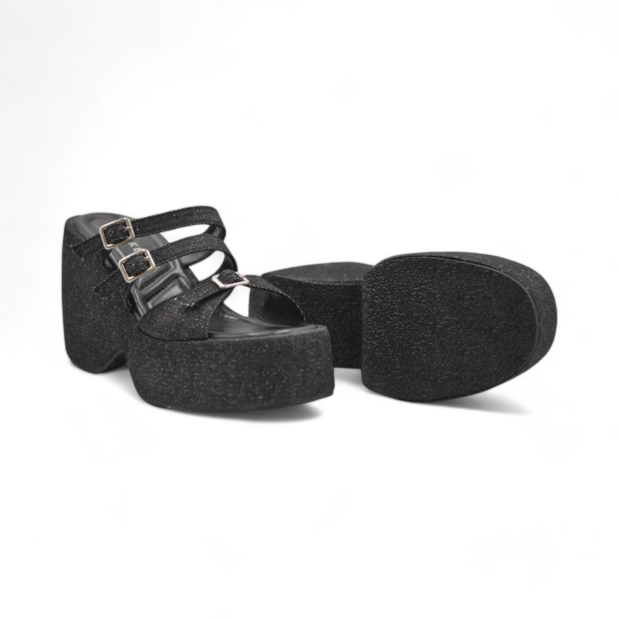 Dép Đế Xuồng Nữ TGG SW9-903 Màu Đen Vải Mềm Size 38