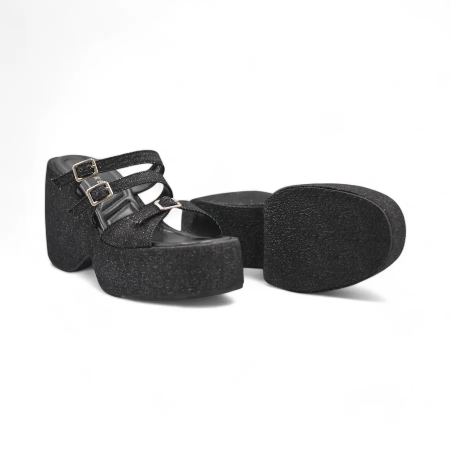 Dép Đế Xuồng Nữ TGG SW9-903 Màu Đen Vải Mềm Size 39