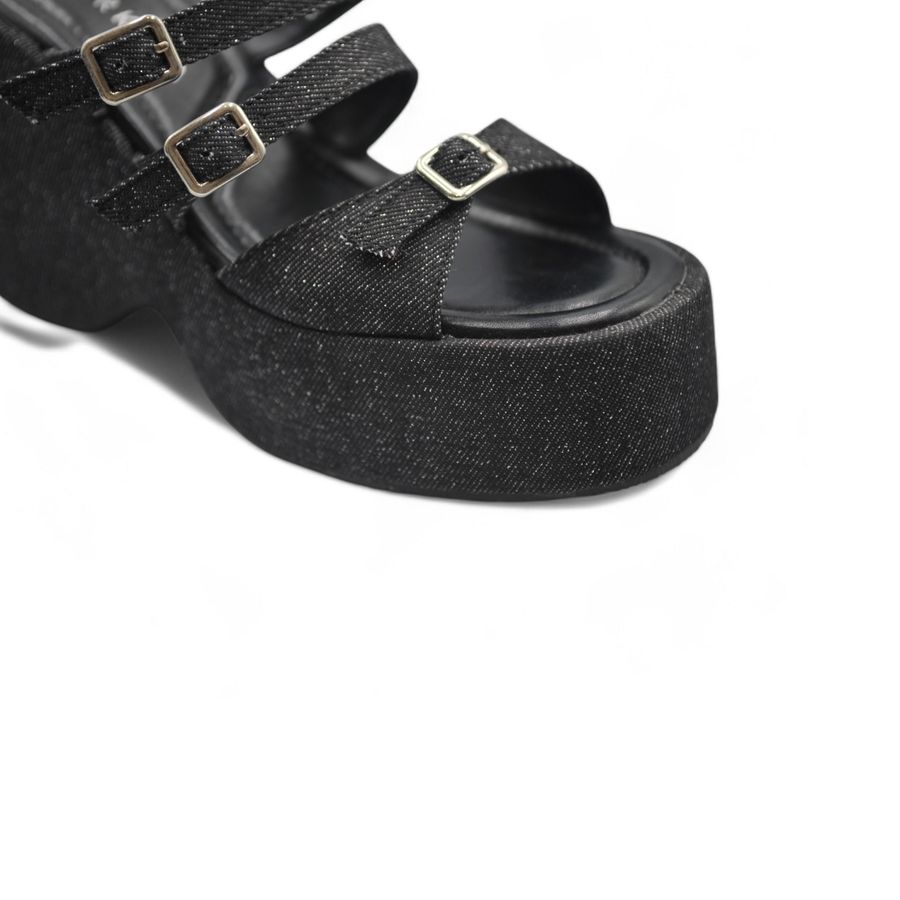 Dép Đế Xuồng Nữ TGG SW9-903 Màu Đen Vải Mềm Size 39