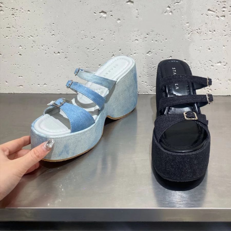 Dép Đế Xuồng Nữ TGG SW9-903 Màu Xanh Vải Mềm Size 36