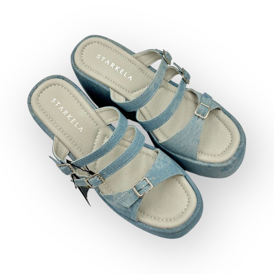 Dép Đế Xuồng Nữ TGG SW9-903 Màu Xanh Vải Mềm Size 36