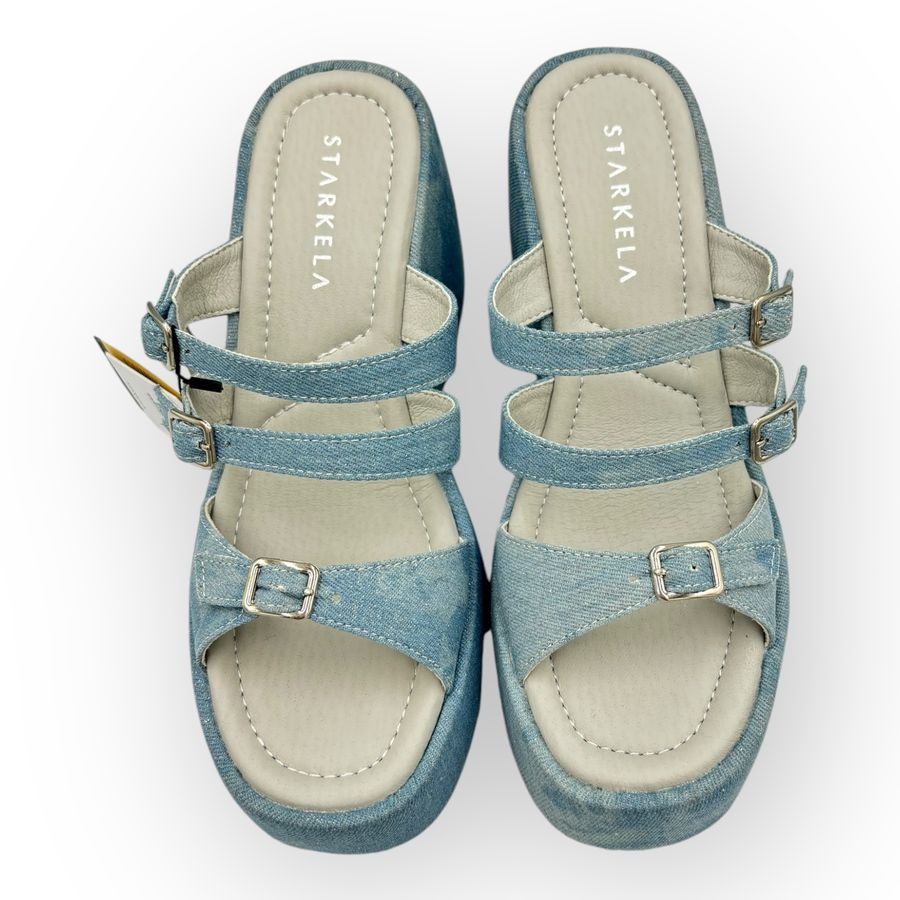 Dép Đế Xuồng Nữ TGG SW9-903 Màu Xanh Vải Mềm Size 36