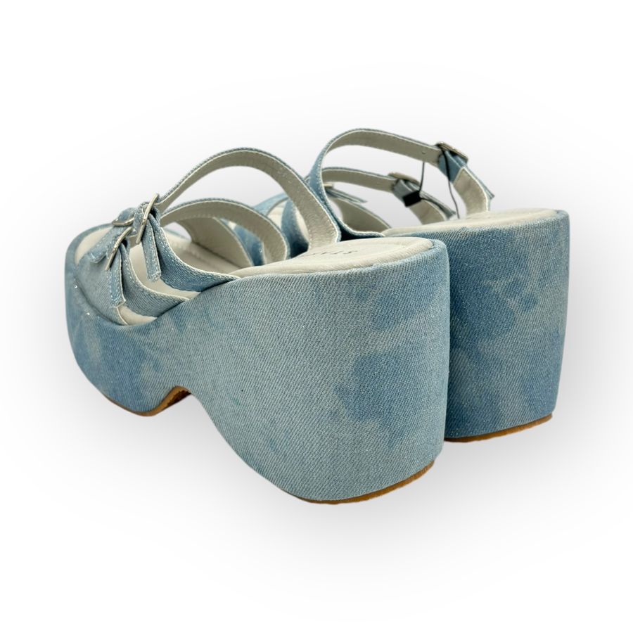 Dép Đế Xuồng Nữ TGG SW9-903 Màu Xanh Vải Mềm Size 36