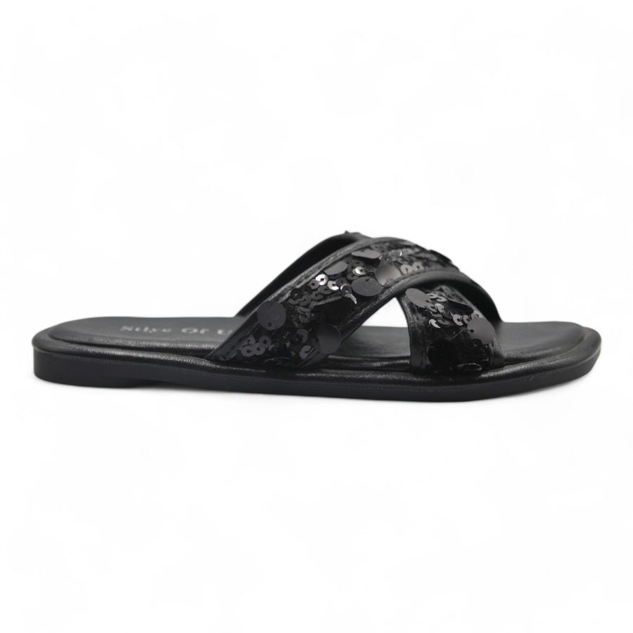 Dép Nữ TGG UN5030-1 Màu Đen Da Mềm Size 37