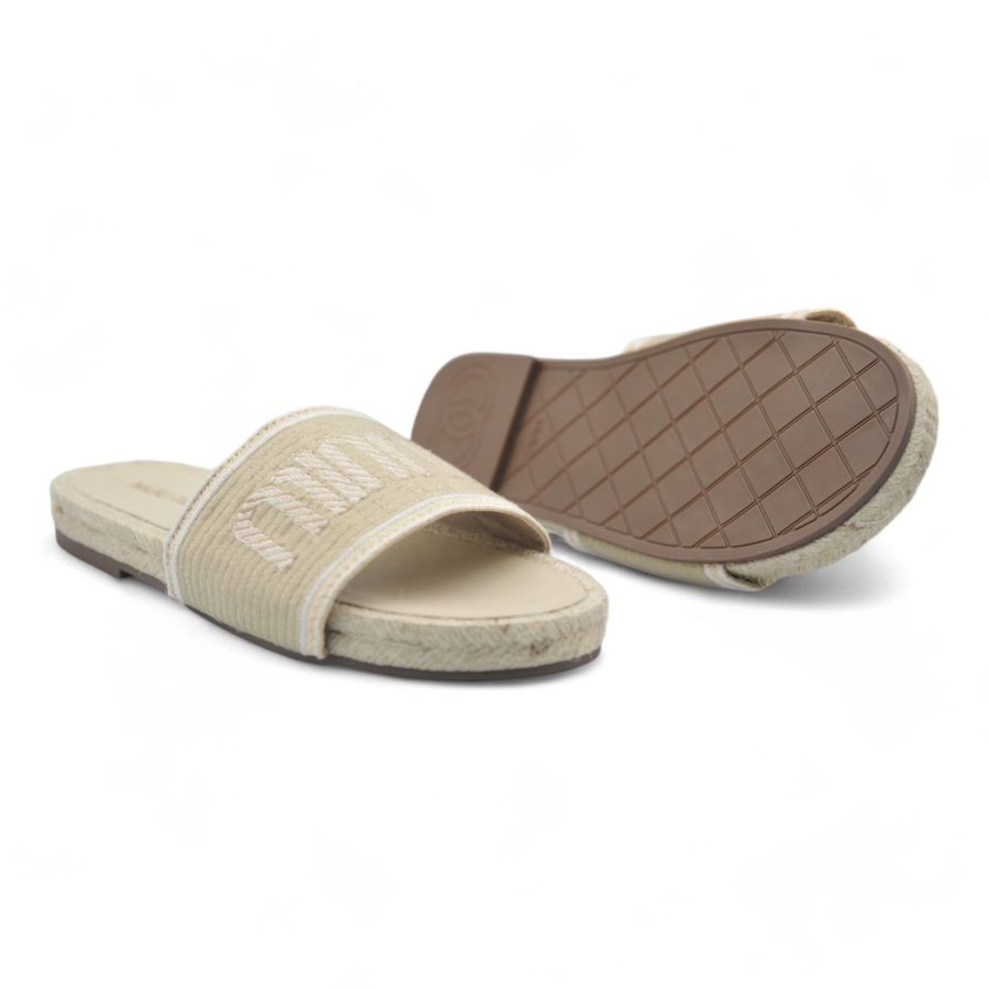 Dép Quai Ngang Nữ TGG A566-19 Màu Kaki Vải Mềm Size 39