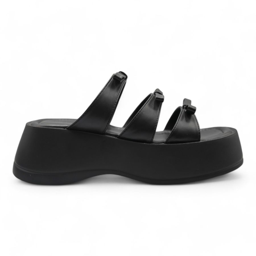 Dép Quai Ngang Nữ TGG D680-16 Màu Đen Da Trơn Size 36