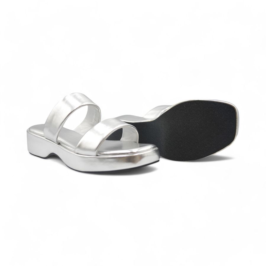 Dép Quai Ngang Nữ TGG UN8989-2 Màu Bạc Da Mềm Size 36
