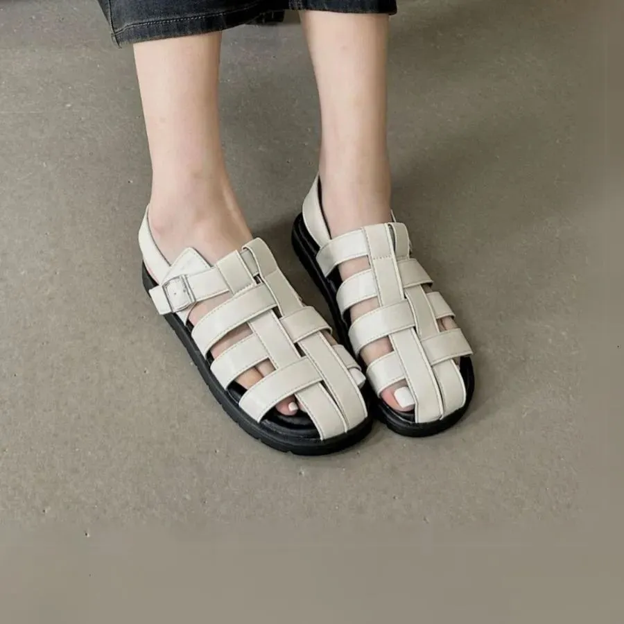 Dép Sandal Nữ TGG X326-1 Màu Trắng Da Trơn Size 35