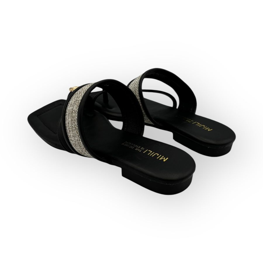 Dép Xỏ Ngón Nữ TGG 293-6 Màu Đen Da Trơn Size 36
