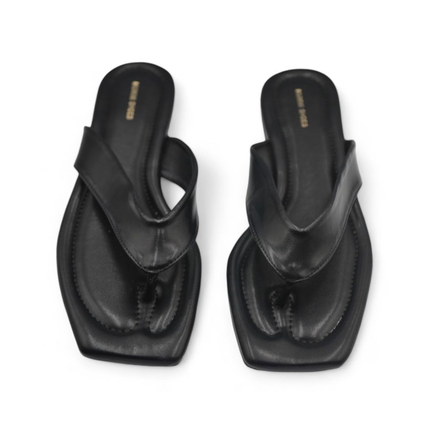 Dép Xỏ Ngón Nữ TGG A321-1 Màu Đen Da Bóng Size 36