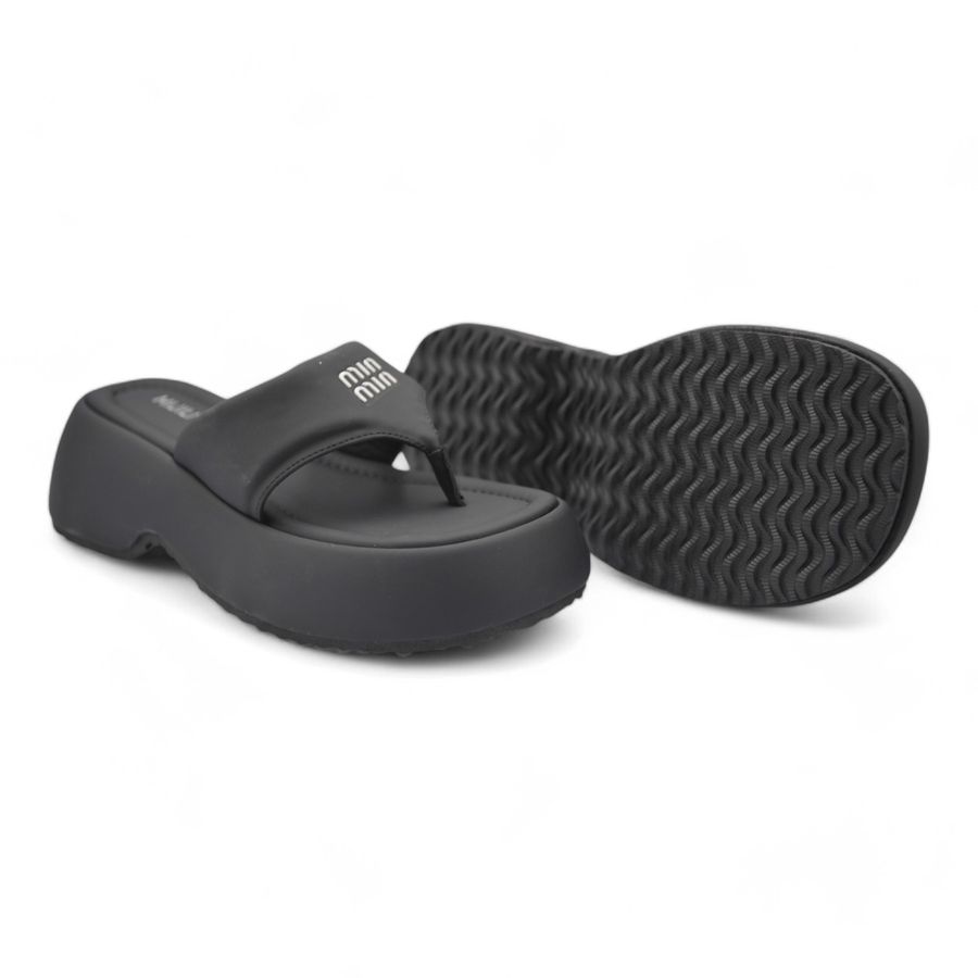 Dép Xỏ Ngón Nữ TGG R378-6 Màu Đen Da Pu Size 35