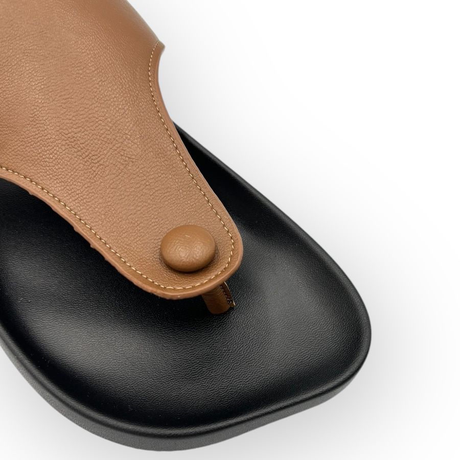 Dép Xỏ Ngón Nữ TGG UN5168-1 Màu Nâu Da Mềm Size 36