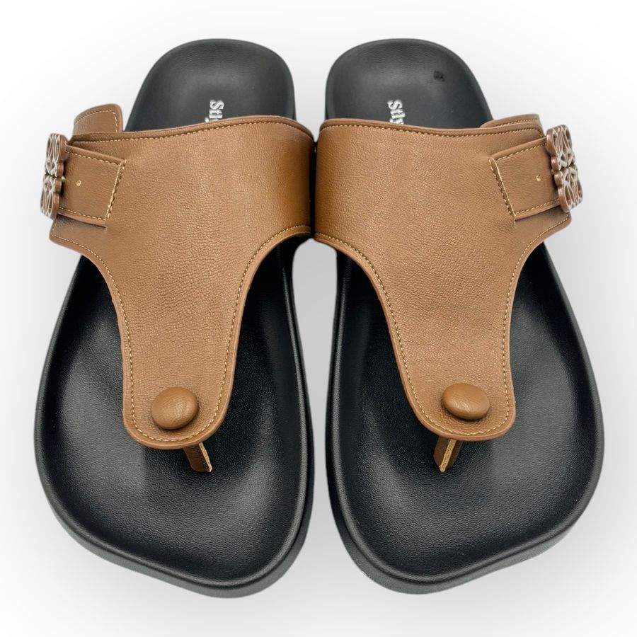 Dép Xỏ Ngón Nữ TGG UN5168-1 Màu Nâu Da Mềm Size 36
