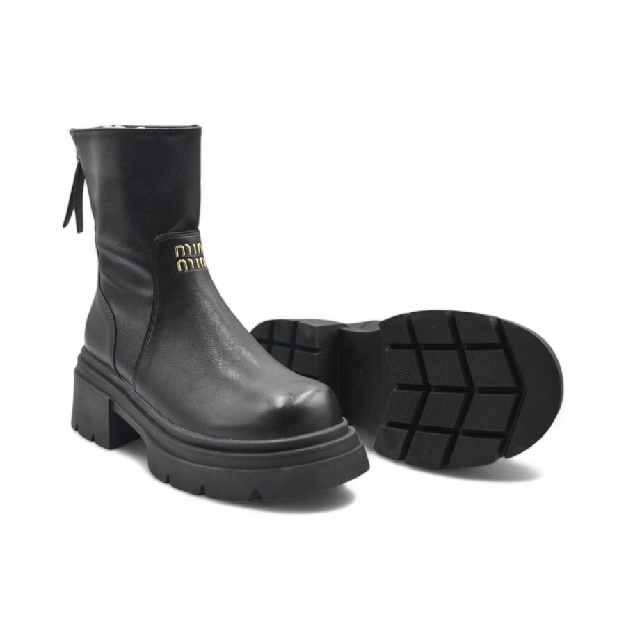 Giày Boots Nữ TGG 833-3 Màu Đen Da Lì Size 38