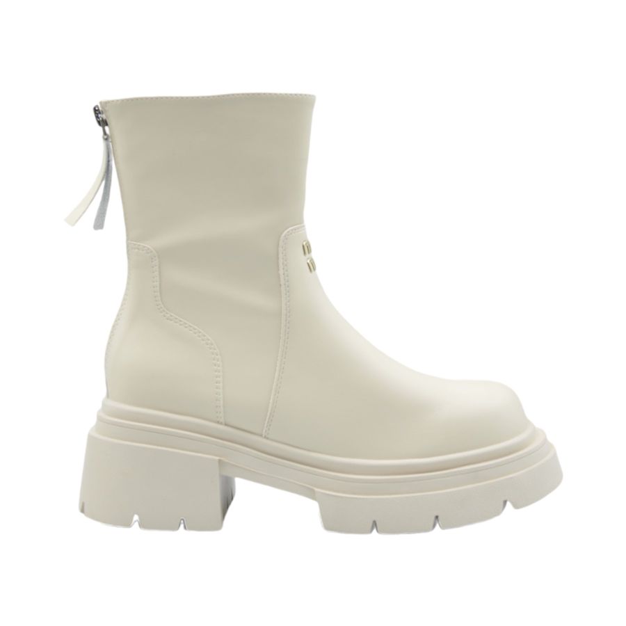 Giày Boots Nữ TGG 833-3 Màu Trắng Da Lì Size 38