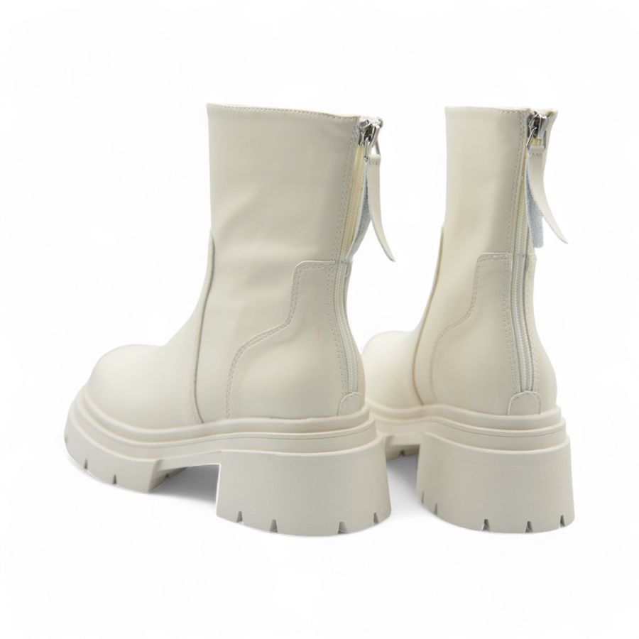 Giày Boots Nữ TGG 833-3 Màu Trắng Da Lì Size 38