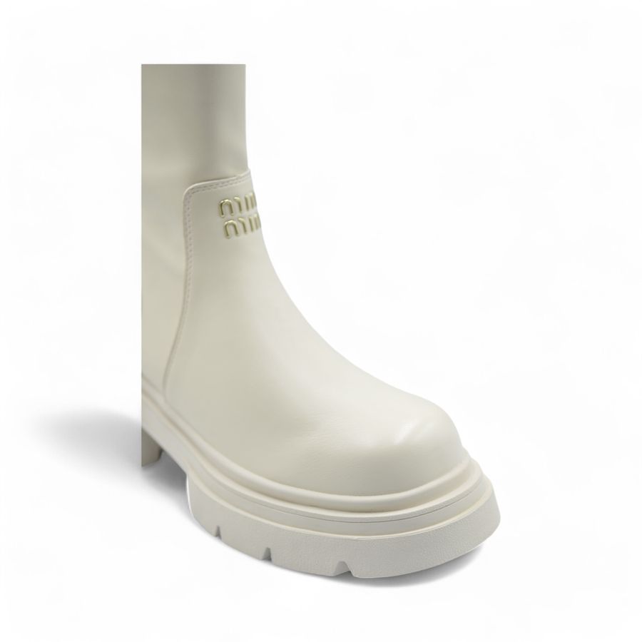 Giày Boots Nữ TGG 833-3 Màu Trắng Da Lì Size 38