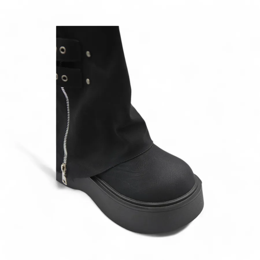 Giày Boots Nữ TGG UN7088-2 Màu Đen Da Sần Size 38