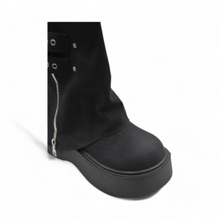 Giày Boots Nữ TGG UN7088-2 Màu Đen Da Sần Size 39