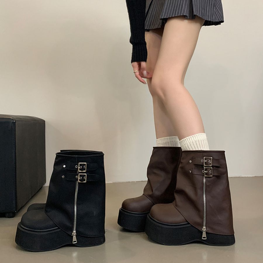 Giày Boots Nữ TGG UN7088-2 Màu Nâu Da Sần Size 38
