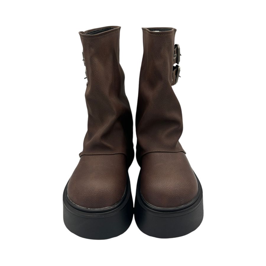 Giày Boots Nữ TGG UN7088-2 Màu Nâu Da Sần Size 38