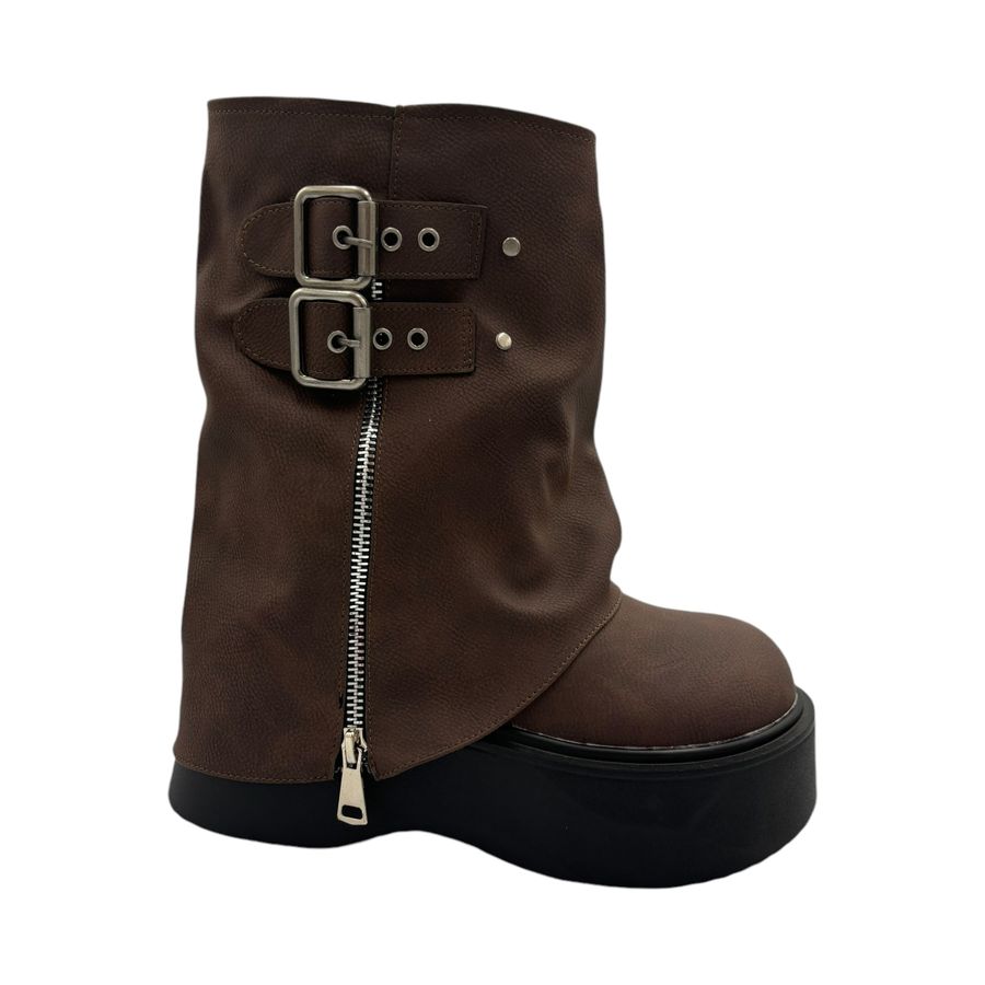 Giày Boots Nữ TGG UN7088-2 Màu Nâu Da Sần Size 38