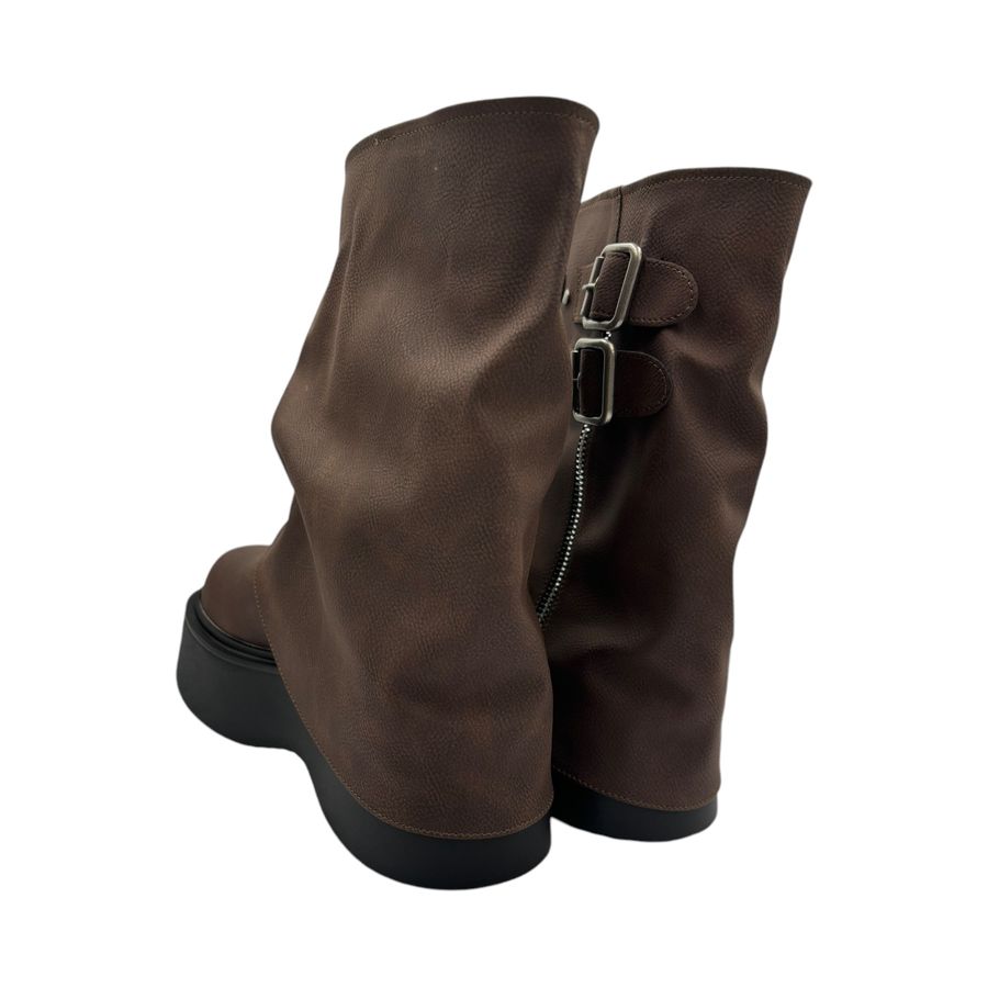 Giày Boots Nữ TGG UN7088-2 Màu Nâu Da Sần Size 38